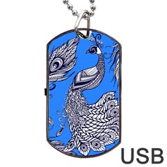 Peacock Bird Feathers Seamless Background Pattern Dog Tag Usb Flash (one Side)