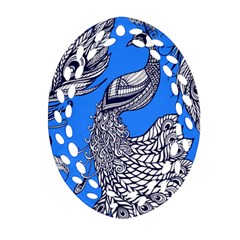 Peacock Bird Feathers Seamless Background Pattern Oval Filigree Ornament (two Sides)