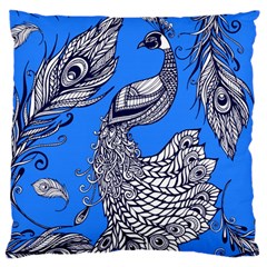 Peacock Bird Feathers Seamless Background Pattern Large Cushion Case (two Sides)