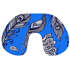 Peacock Bird Feathers Seamless Background Pattern Travel Neck Pillow