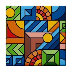 Colorful Geometric Mosaic Background Tile Coaster by Vaneshart