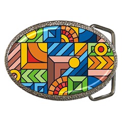 Colorful Geometric Mosaic Background Belt Buckles