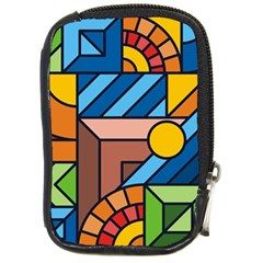 Colorful Geometric Mosaic Background Compact Camera Leather Case by Vaneshart