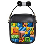 Colorful Geometric Mosaic Background Girls Sling Bag Front