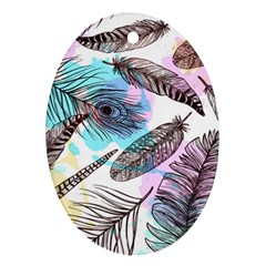 Hand Drawn Feathers Seamless Pattern Ornament (oval)