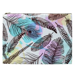 Hand Drawn Feathers Seamless Pattern Cosmetic Bag (xxl)