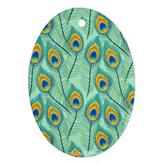 Lovely Peacock Feather Pattern With Flat Design Ornament (oval)