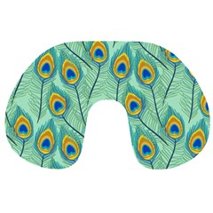 Lovely Peacock Feather Pattern With Flat Design Travel Neck Pillow