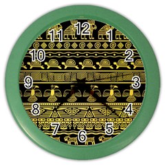 Tribal Gold Seamless Pattern With Mexican Texture Color Wall Clock by Vaneshart