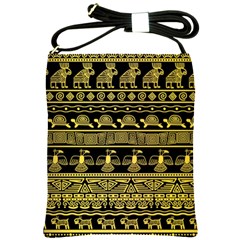 Tribal Gold Seamless Pattern With Mexican Texture Shoulder Sling Bag