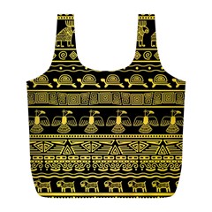 Tribal Gold Seamless Pattern With Mexican Texture Full Print Recycle Bag (l)