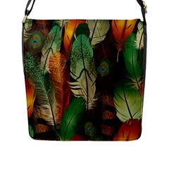 Feathers Realistic Pattern Flap Closure Messenger Bag (l)