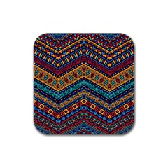 Full Color Pattern With Ethnic Ornaments Rubber Coaster (square)  by Vaneshart