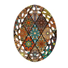 Colorful Vintage Seamless Pattern With Floral Mandala Elements Hand Drawn Background Oval Filigree Ornament (two Sides)