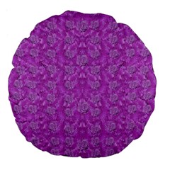 Roses And Roses A Soft  Purple Flower Bed Ornate Large 18  Premium Flano Round Cushions by pepitasart