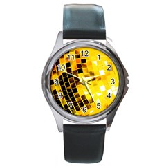 Golden Disco Ball Round Metal Watch by essentialimage