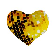Golden Disco Ball Standard 16  Premium Flano Heart Shape Cushions by essentialimage