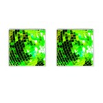 Green Disco Ball Cufflinks (Square) Front(Pair)