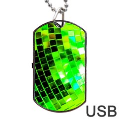 Green Disco Ball Dog Tag Usb Flash (two Sides) by essentialimage