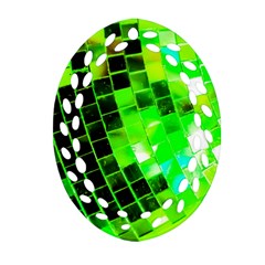 Green Disco Ball Oval Filigree Ornament (two Sides) by essentialimage