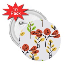 Tree Autumn Forest Landscape 2 25  Buttons (10 Pack) 