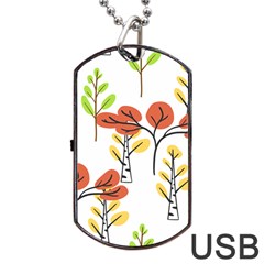 Tree Autumn Forest Landscape Dog Tag Usb Flash (two Sides) by Mariart