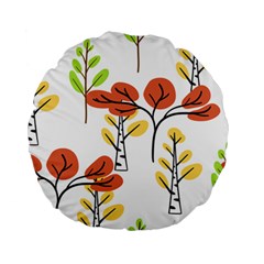 Tree Autumn Forest Landscape Standard 15  Premium Round Cushions by Mariart