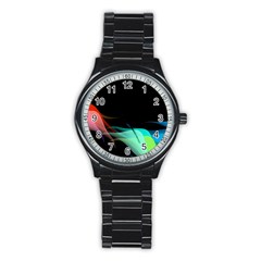 Flower 3d Colorm Design Background Stainless Steel Round Watch