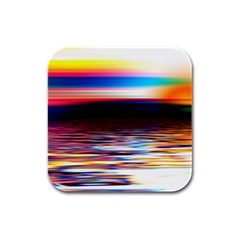 Lake Sea Water Wave Sunset Rubber Square Coaster (4 Pack)  by HermanTelo
