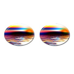 Lake Sea Water Wave Sunset Cufflinks (oval) by HermanTelo