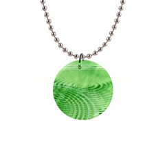 Wave Concentric Circle Green 1  Button Necklace by HermanTelo