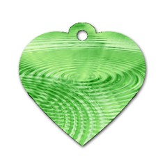 Wave Concentric Circle Green Dog Tag Heart (two Sides) by HermanTelo