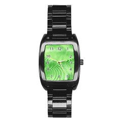 Wave Concentric Circle Green Stainless Steel Barrel Watch