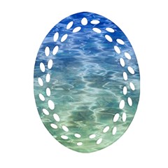 Water Blue Transparent Crystal Oval Filigree Ornament (two Sides) by HermanTelo