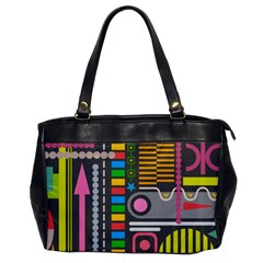 Pattern Geometric Abstract Colorful Arrows Lines Circles Triangles Oversize Office Handbag by Vaneshart