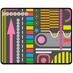 Pattern Geometric Abstract Colorful Arrows Lines Circles Triangles Fleece Blanket (medium)  by Vaneshart