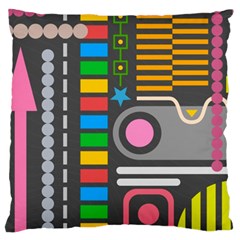 Pattern Geometric Abstract Colorful Arrows Lines Circles Triangles Large Cushion Case (two Sides)