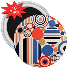 Geometric Abstract Pattern Colorful Flat Circles Decoration 3  Magnets (10 Pack) 