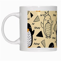 Hand Drawn Penguin Doodle Pattern White Mugs by Vaneshart