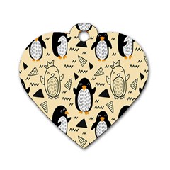 Hand Drawn Penguin Doodle Pattern Dog Tag Heart (two Sides) by Vaneshart