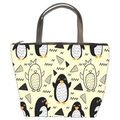 Hand Drawn Penguin Doodle Pattern Bucket Bag by Vaneshart