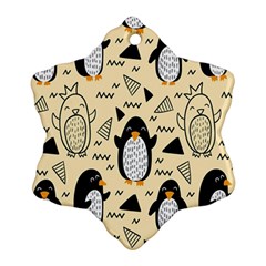 Hand Drawn Penguin Doodle Pattern Snowflake Ornament (two Sides)