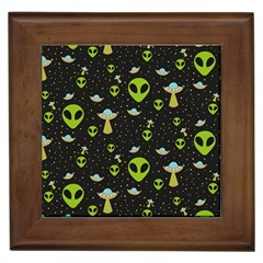 Alien Ufo Pattern Framed Tile