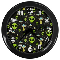 Alien Ufo Pattern Wall Clock (Black)