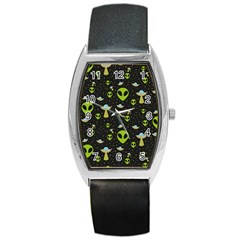 Alien Ufo Pattern Barrel Style Metal Watch