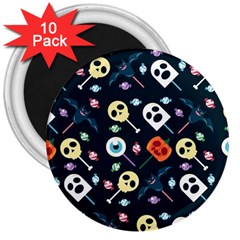 Halloween Candy Pattern Vector 3  Magnets (10 Pack)  by Vaneshart