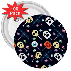 Halloween Candy Pattern Vector 3  Buttons (100 Pack) 