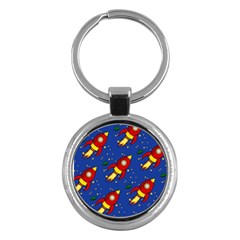 Space Rocket Pattern Key Chain (round)