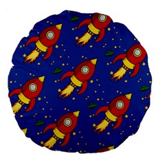 Space Rocket Pattern Large 18  Premium Flano Round Cushions by Vaneshart