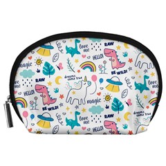 Colorful Doodle Animals Words Pattern Accessory Pouch (large)